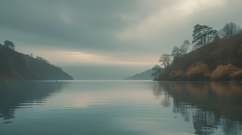 Lago tranquilo como símbolo de calma profunda y contención emocional